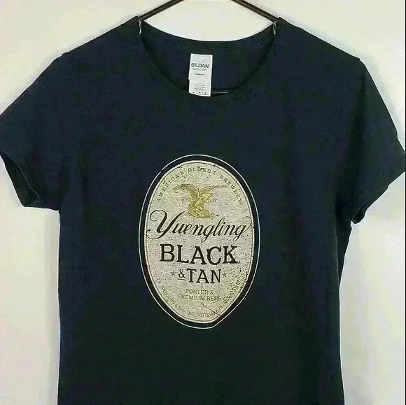 Gildan Yuengling Black & Tan Tee Scoop Neck Cotton - Picture 2 of 10